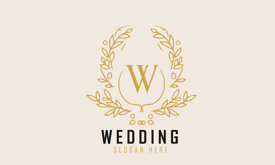 linear luxury wedding logo and marriage day sign vector symbol design 