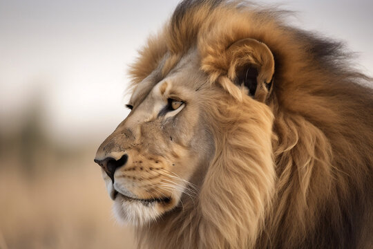 portrait of a male lion Generative AI