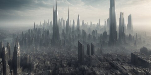 Obraz premium City with skyscrapers, generative AI