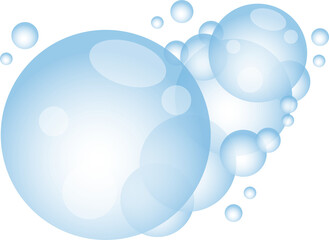 Cartoon soap foam with bubbles. Light blue suds of bath, shampoo, shaving, mousse.