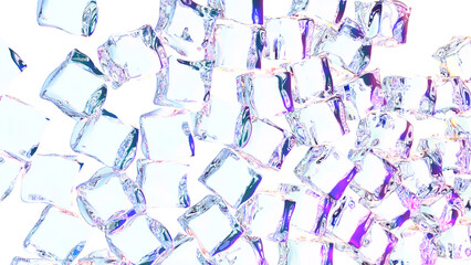 Glass cubes fall on transparent back 3d render - 593289060