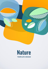 Abstract background with leaves and geometric shapes. Eco banner in flat style. Modern design for paper, cover, fabric, interior decor and other users. Vector