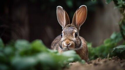 Fototapeta premium Mini Rex Bunny - Exploring the Outdoors!