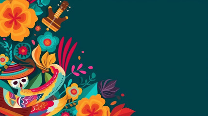 Mexican party background. Illustration AI Generative.