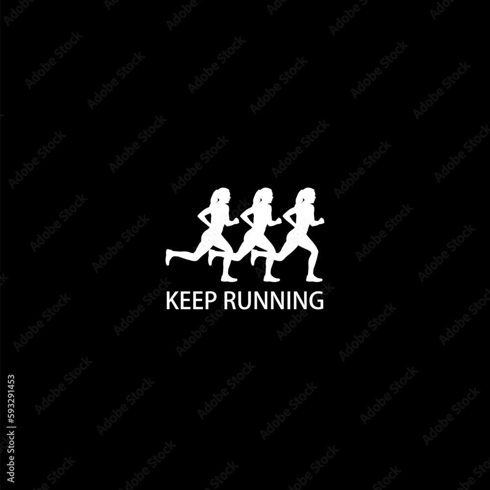 Sticker Keep running banner icon isolated on dark background