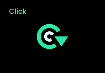 Fototapeta premium monogram letter C with cursor click symbol