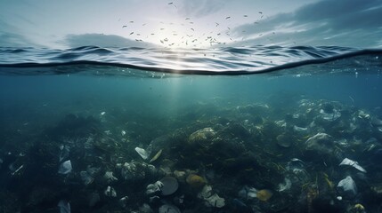 Fototapeta na wymiar Plastic pollution in the ocean 