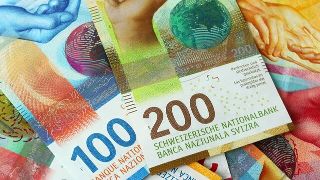 Swiss francs, money rotating, financial and economic concept, lottery, wheel of fortune, financial success