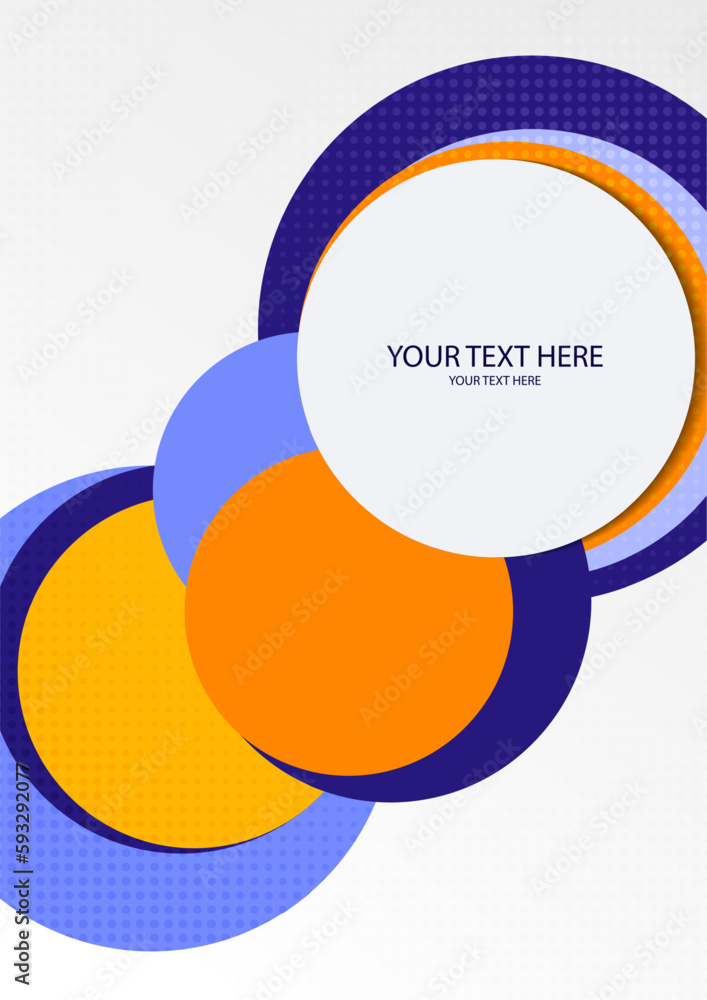 Poster colorful overlapping circles, modern abstract composition with shadows and text. geometric backgroun