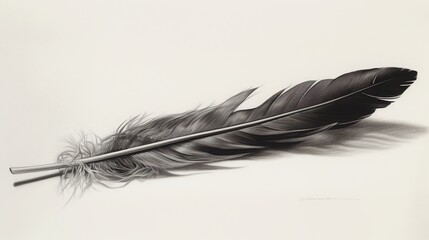 feather on a white background . Generative AI .