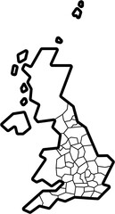 doodle freehand drawing of england map.