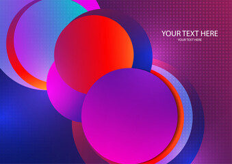 Colorful overlapping circles, modern abstract composition with shadows and text. Geometric background.
