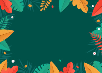 Fototapeta na wymiar background design with flat illustrations of various plants and leaves