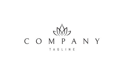Vector logo on which an abstract image of a lotus flower with a petal in the form of a drop.