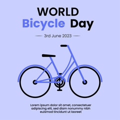 World Bicycle Day Vector Light Blue Background With Bicycle and Flower. 