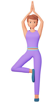 3d illustration of woman doing yoga exercise. An adult girl doing stretching exercise of yoga 3d illustration