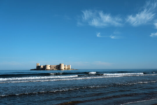 Silifke kız kalesi landscape in mersin turkey