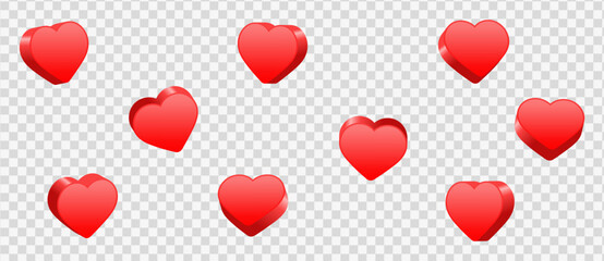 Heart icon button like background. social media notification icons 3d modern, love like red heart glossy shape social network post reactions - favorite hearts, 3d rendering, 3d vector illustration