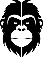 creative vector logo of a black monkey on a white backdrop.