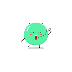 Cute cartoon alien character emoji and expression with pose