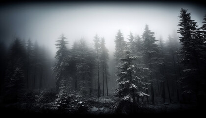 Moody moutain forest illustration