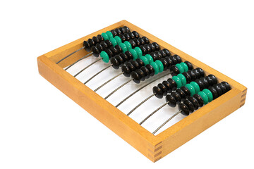 Obsolete abacus on white background