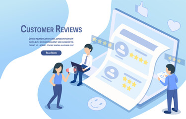 Fototapeta na wymiar Reports or dashboards show star ratings for products or services based on customer feedback. Focus on delivering good customer experience and positive feedback. Vector illustration.