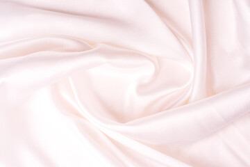 Background of white crumpled tulle close-up.