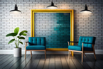 Neon lights colorful background with frame