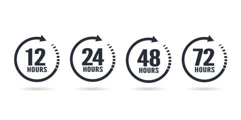 Obraz premium 12, 24, 48, and 72 Hours clock icon vector