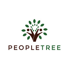 Obraz premium Human and tree with green leaves. Logo template design