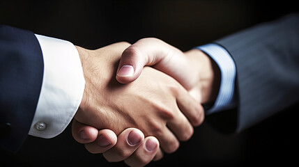 Obraz premium Focused Businessman Sealing an Important Deal with Handshake generative ai