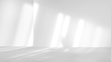white studio room with sunlight and shadows background