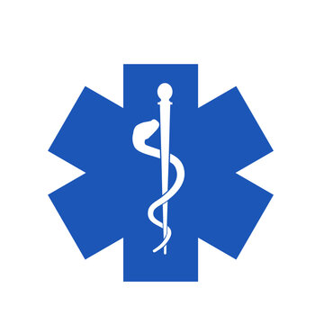 caduceus medical symbol on white background, aesculapian snake, Emt paramedic logo vector image