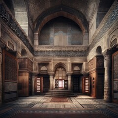 Obraz premium Medieval Mosque interior ai generative illustration