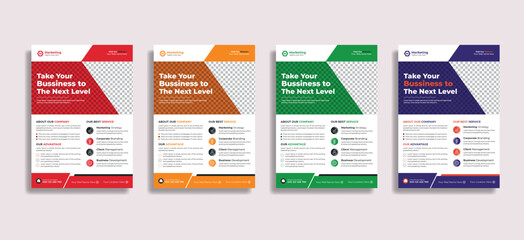 Corporate Flyer Design Template , Four Color Variation vector Eps File 