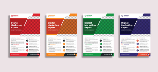 Corporate Flyer Design Template , Four Color Variation vector Eps File 