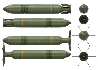 3d render illustration of a aircraft rockets set