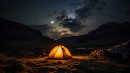 Camping Tent under a Starry Night