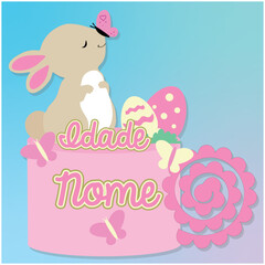 Topo de Bolo Coelhinha da Páscoa em Camadas