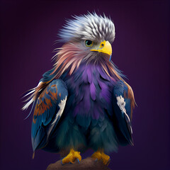 Little Eagle Portrait  NFT Art Solid background Wearing clothes