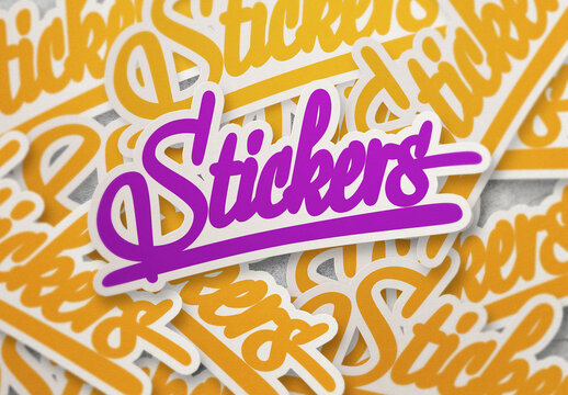 Sticker Mockup Template Paper Texture Round Rectangle Square