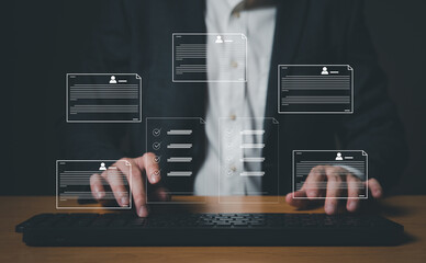 People using laptop while edit online shared document that can access online from cloud service....