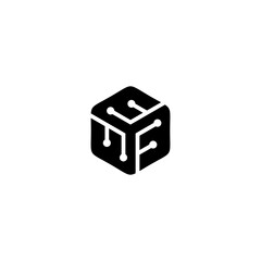F hexagon technology Logo black and white
