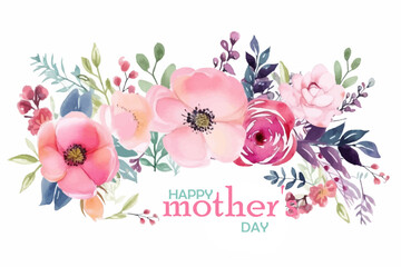 Vector gift card for mother's day. Illustration with flowers in soft pastel colors with text