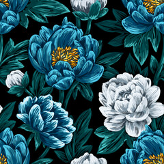 Fototapeta na wymiar Seamless floral pattern with peonies.