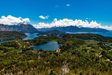 Fototapeta na wymiar Beautiful Patagonia landscape of Andes mountain range and lakes. 