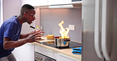 Kitchen Cooking Mistake And Fire Disaster