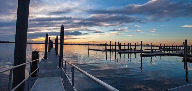 Sunset at the pier in Newport