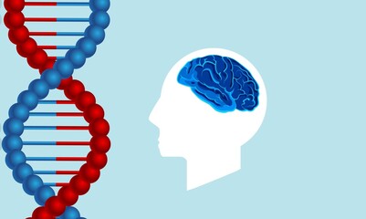 DNA structure and Brain image, health concept